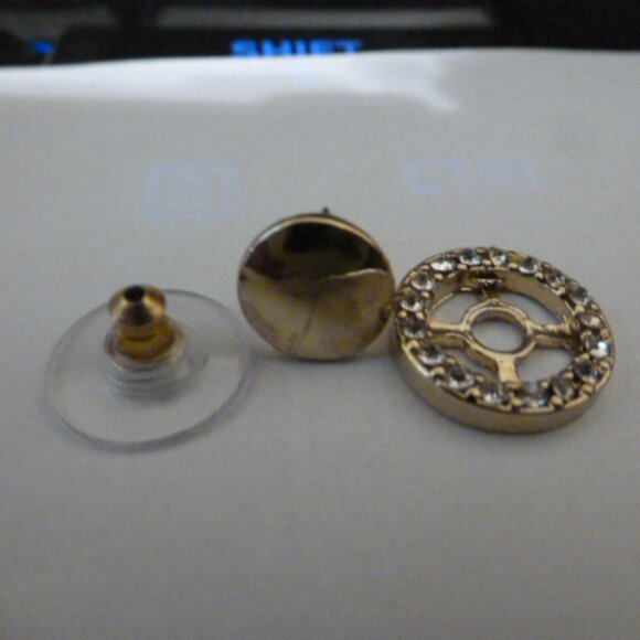 NEW Chico's button stud CZ halo jacket enhancer earrings - gold or silver - Picture 2 of 6